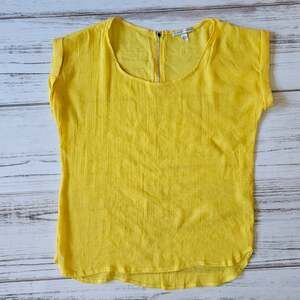 Maria Gabrielle Yellow Cross Hatch Knit Blouse sz XL